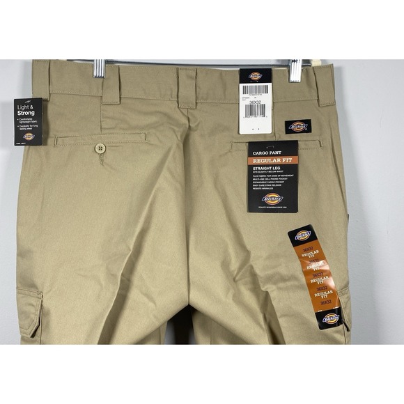 NWT Dickies Men's Flex Regular Fit Straight Leg Cargo Workwear Pants 36 x 32 Tan - Picture 1 of 6